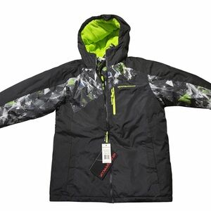 Weatherproof Black and Neon Green Puffer Jacket